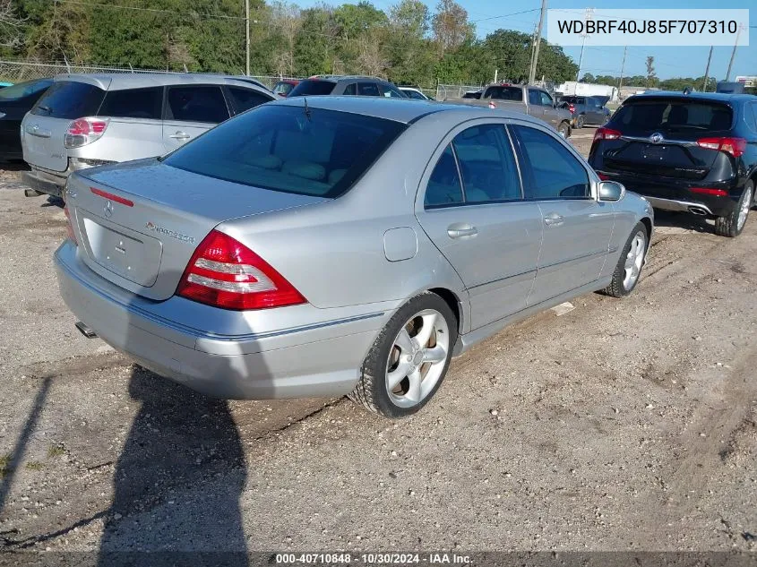 2005 Mercedes-Benz C 230 Kompressor Sport VIN: WDBRF40J85F707310 Lot: 40710848