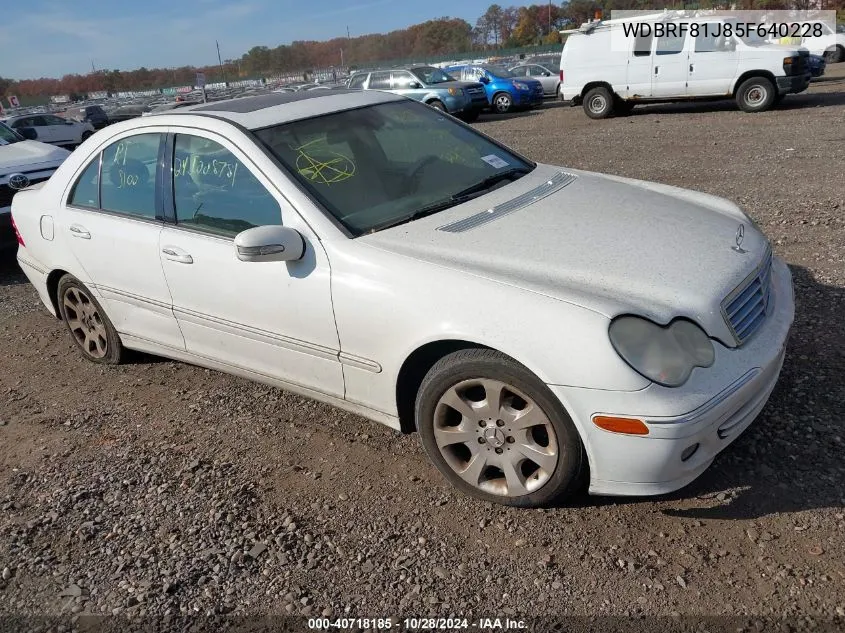 2005 Mercedes-Benz C 240 Luxury 4Matic VIN: WDBRF81J85F640228 Lot: 40718185