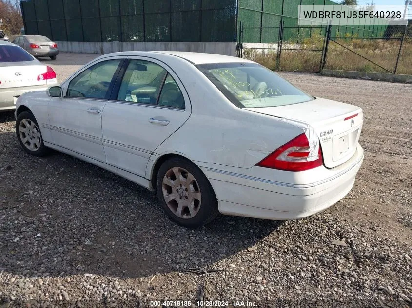 2005 Mercedes-Benz C 240 Luxury 4Matic VIN: WDBRF81J85F640228 Lot: 40718185