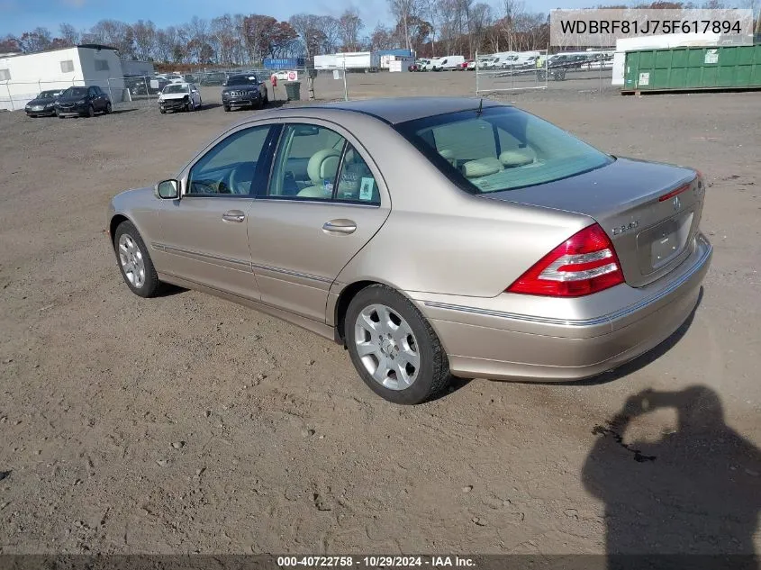 2005 Mercedes-Benz C 240 Luxury 4Matic VIN: WDBRF81J75F617894 Lot: 40722758