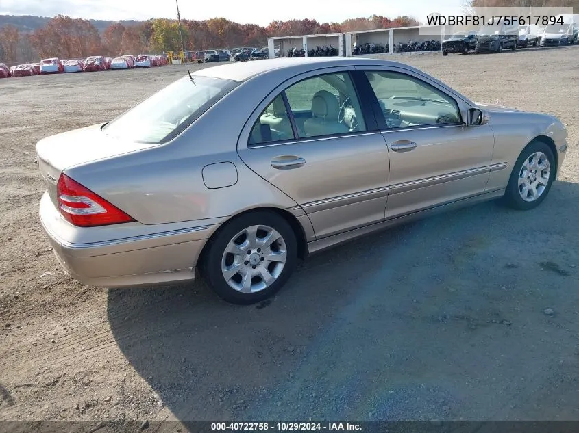 2005 Mercedes-Benz C 240 Luxury 4Matic VIN: WDBRF81J75F617894 Lot: 40722758