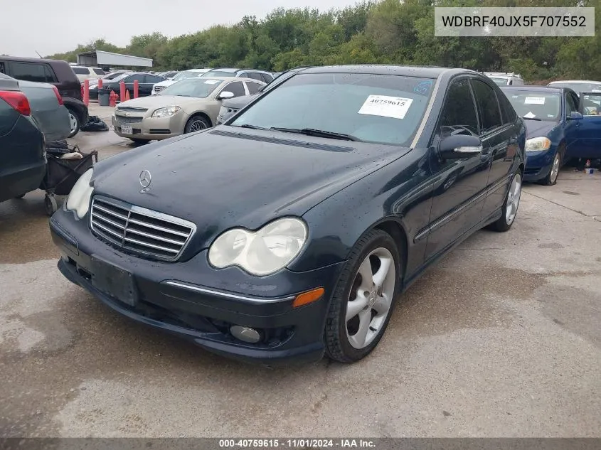 2005 Mercedes-Benz C 230 Kompressor Sport VIN: WDBRF40JX5F707552 Lot: 40759615