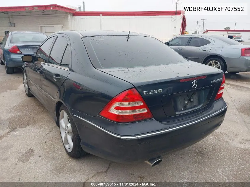 2005 Mercedes-Benz C 230 Kompressor Sport VIN: WDBRF40JX5F707552 Lot: 40759615