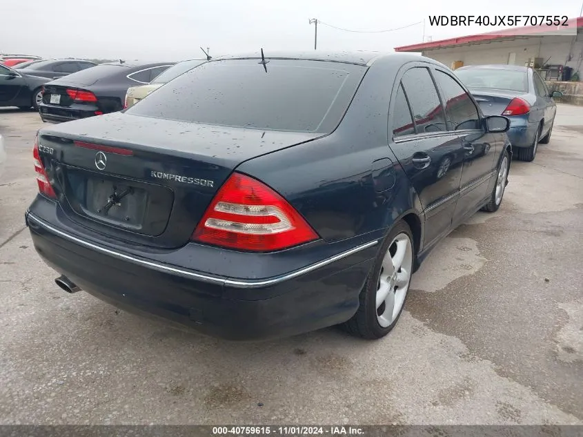 2005 Mercedes-Benz C 230 Kompressor Sport VIN: WDBRF40JX5F707552 Lot: 40759615