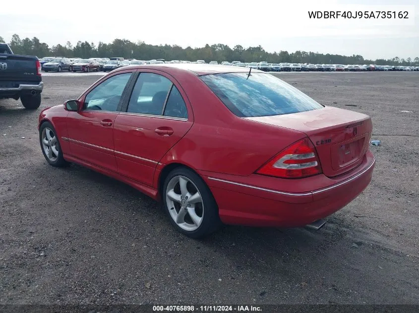 2005 Mercedes-Benz C 230K Sport Sedan VIN: WDBRF40J95A735162 Lot: 40765898