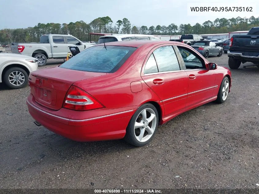 2005 Mercedes-Benz C 230K Sport Sedan VIN: WDBRF40J95A735162 Lot: 40765898