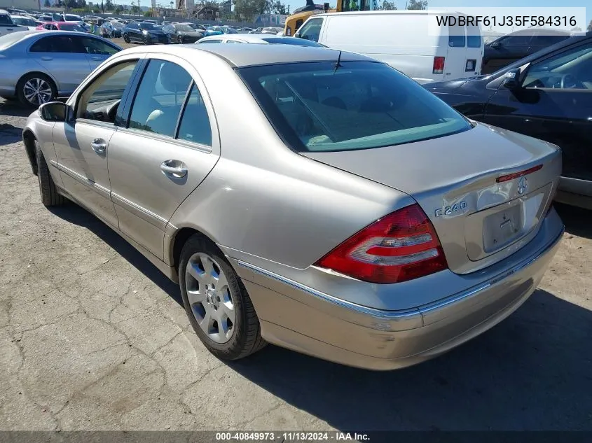 2005 Mercedes-Benz C 240 Luxury VIN: WDBRF61J35F584316 Lot: 40849973