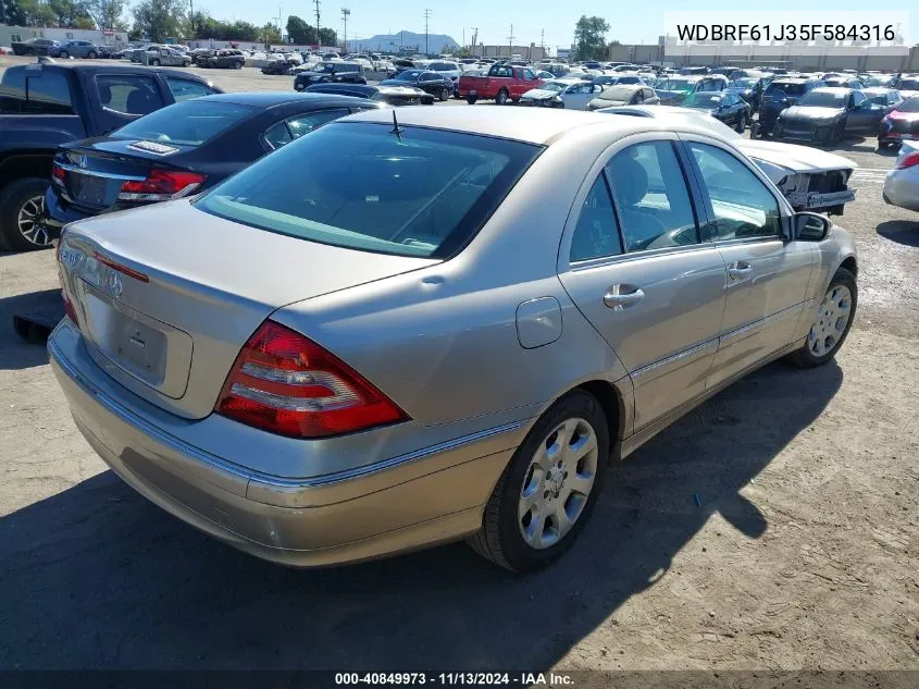 2005 Mercedes-Benz C 240 Luxury VIN: WDBRF61J35F584316 Lot: 40849973