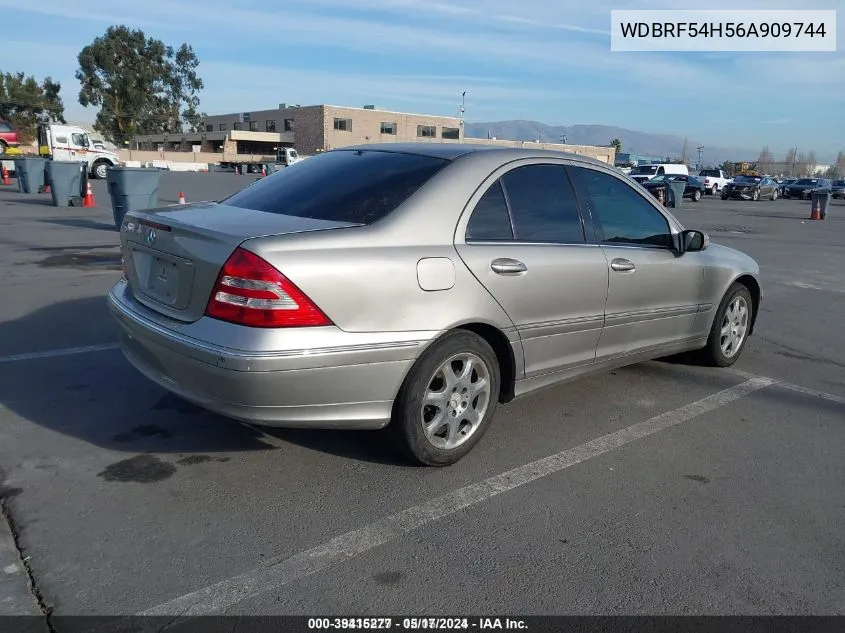 2006 Mercedes-Benz C 280 Luxury VIN: WDBRF54H56A909744 Lot: 39415277