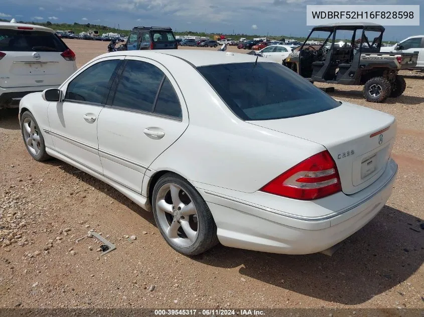 2006 Mercedes-Benz C 230 Sport VIN: WDBRF52H16F828598 Lot: 39545317