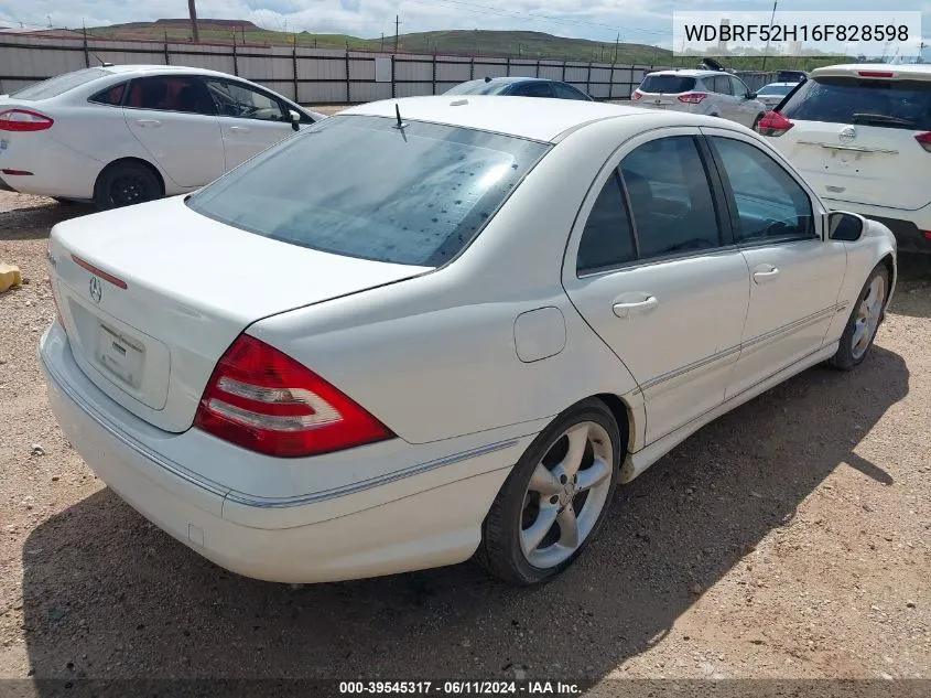 2006 Mercedes-Benz C 230 Sport VIN: WDBRF52H16F828598 Lot: 39545317