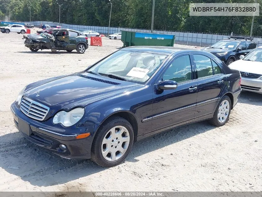 2006 Mercedes-Benz C 280 Luxury VIN: WDBRF54H76F832880 Lot: 40228606