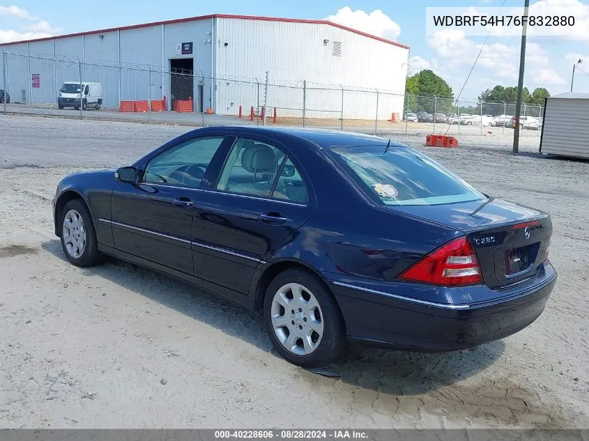 2006 Mercedes-Benz C 280 Luxury VIN: WDBRF54H76F832880 Lot: 40228606