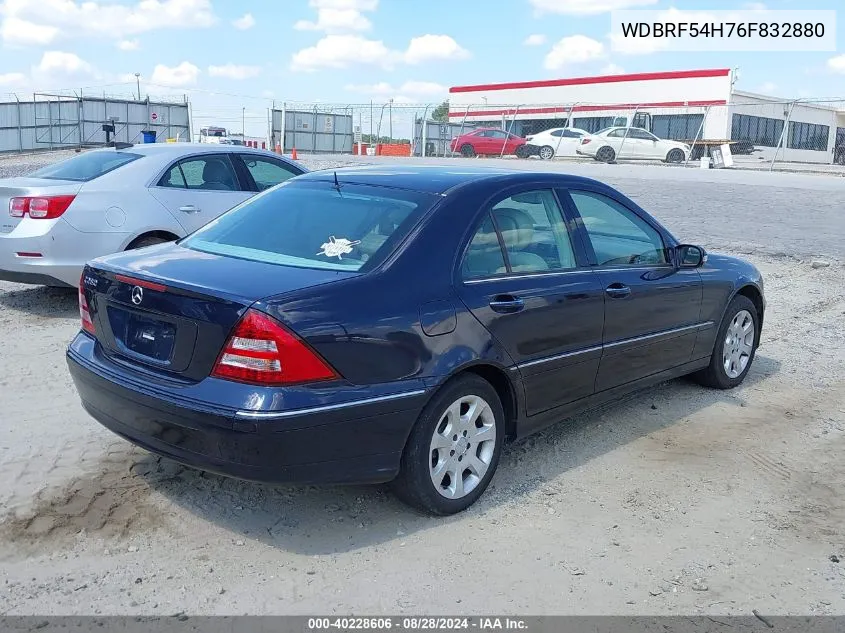 2006 Mercedes-Benz C 280 Luxury VIN: WDBRF54H76F832880 Lot: 40228606