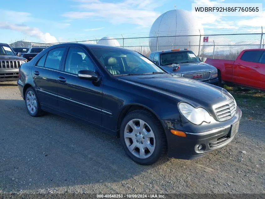 2006 Mercedes-Benz C 280 Luxury 4Matic VIN: WDBRF92H86F760565 Lot: 40548253