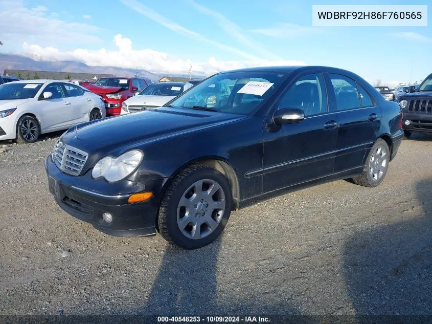 2006 Mercedes-Benz C 280 Luxury 4Matic VIN: WDBRF92H86F760565 Lot: 40548253