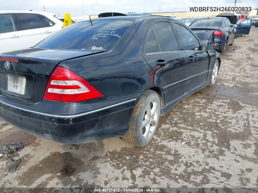 2006 Mercedes-Benz C 230 Sport VIN: WDBRF52H26E020833 Lot: 40737472