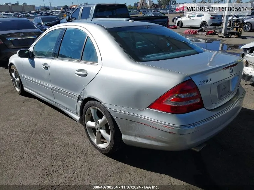 2006 Mercedes-Benz C 230 Sport VIN: WDBRF52H16F805614 Lot: 40798264