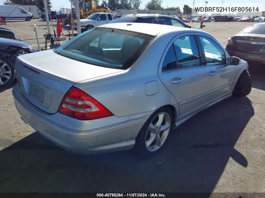 2006 Mercedes-Benz C 230 Sport VIN: WDBRF52H16F805614 Lot: 40798264