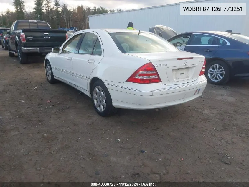 2006 Mercedes-Benz C 350 Luxury 4Matic VIN: WDBRF87H26F773251 Lot: 40838723