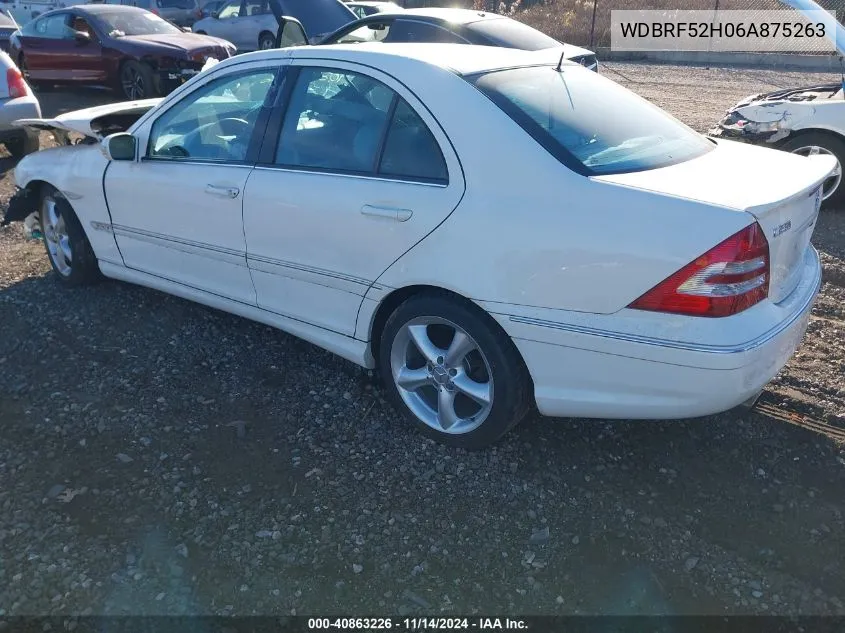 2006 Mercedes-Benz C 230 Sport VIN: WDBRF52H06A875263 Lot: 40863226