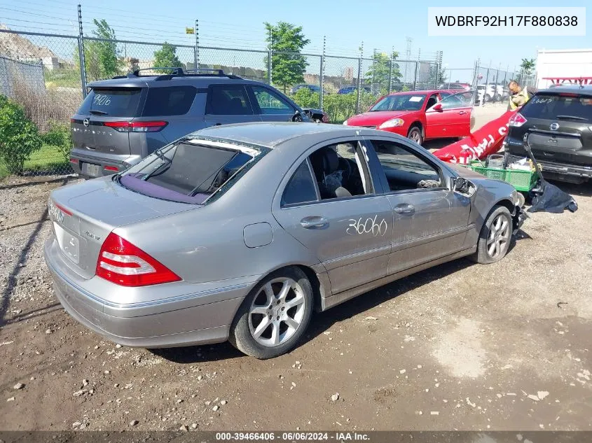 2007 Mercedes-Benz C 280 Luxury 4Matic VIN: WDBRF92H17F880838 Lot: 39466406