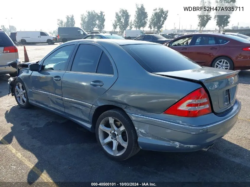 2007 Mercedes-Benz C 230 Sport VIN: WDBRF52H47A935711 Lot: 40500101