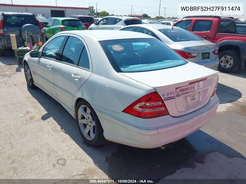 2007 Mercedes-Benz C 230 Sport VIN: WDBRF52H27F911474 Lot: 40547911