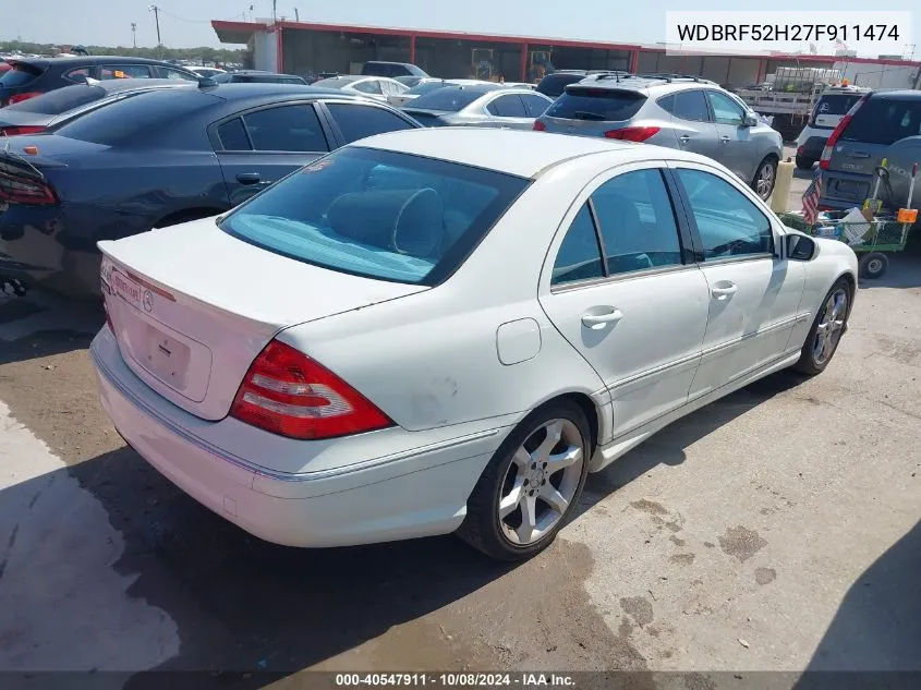 2007 Mercedes-Benz C 230 Sport VIN: WDBRF52H27F911474 Lot: 40547911