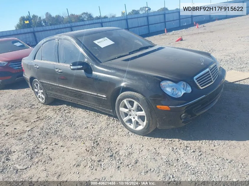 2007 Mercedes-Benz C 280 Luxury 4Matic VIN: WDBRF92H17F915622 Lot: 40621455