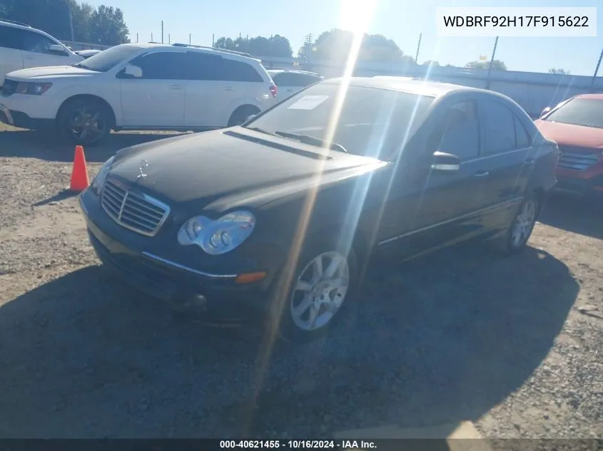 2007 Mercedes-Benz C 280 Luxury 4Matic VIN: WDBRF92H17F915622 Lot: 40621455