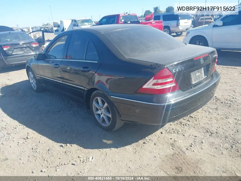 2007 Mercedes-Benz C 280 Luxury 4Matic VIN: WDBRF92H17F915622 Lot: 40621455