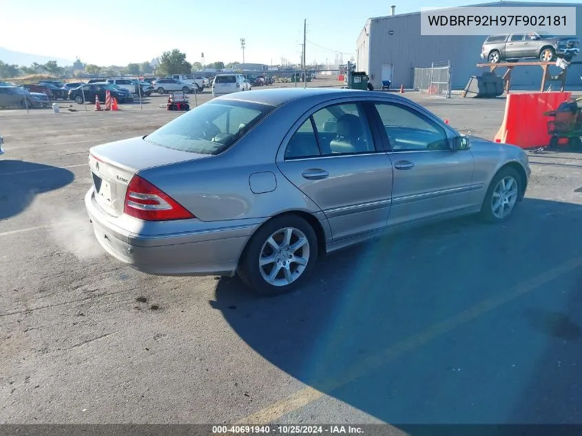 2007 Mercedes-Benz C 280 Luxury 4Matic VIN: WDBRF92H97F902181 Lot: 40691940