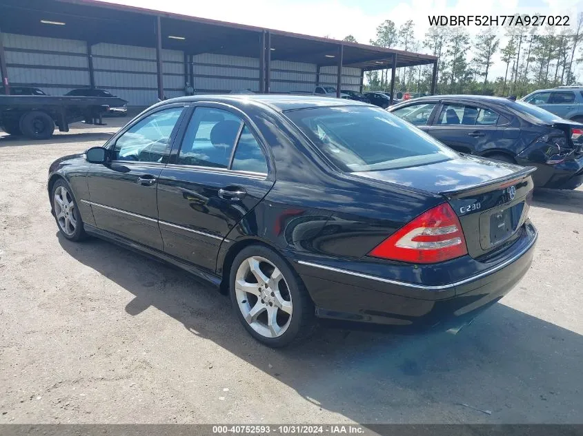 2007 Mercedes-Benz C 230 Sport VIN: WDBRF52H77A927022 Lot: 40752593