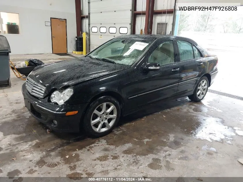 2007 Mercedes-Benz C 280 Luxury 4Matic VIN: WDBRF92H47F926808 Lot: 40776112