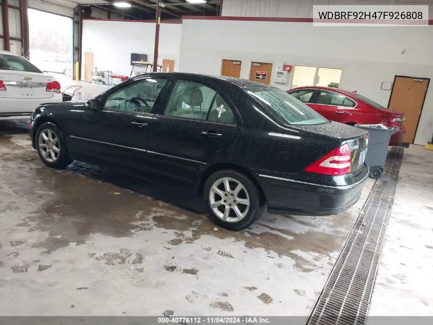 2007 Mercedes-Benz C 280 Luxury 4Matic VIN: WDBRF92H47F926808 Lot: 40776112