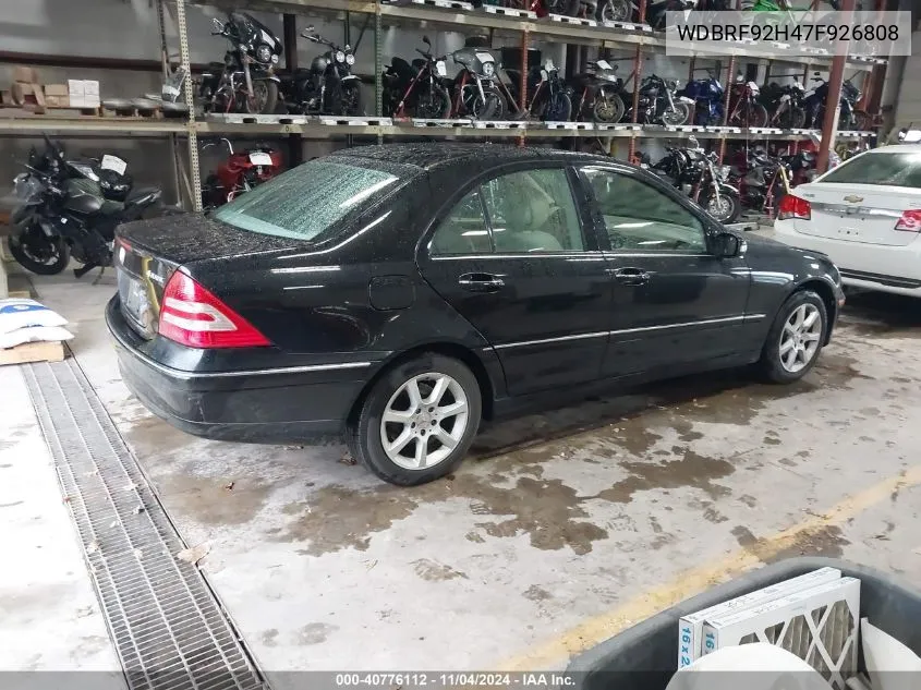 2007 Mercedes-Benz C 280 Luxury 4Matic VIN: WDBRF92H47F926808 Lot: 40776112