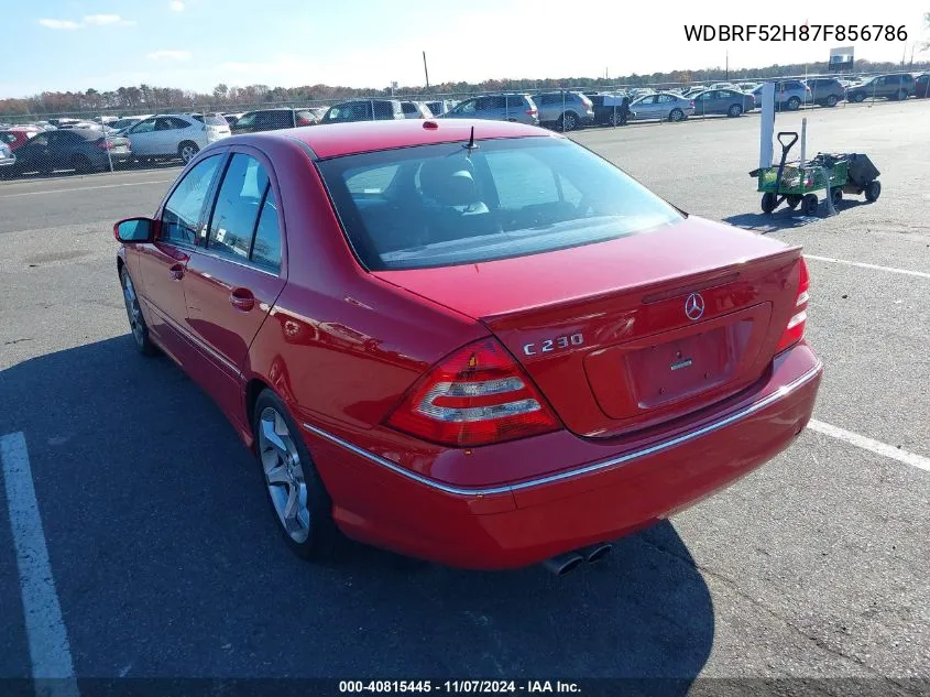 2007 Mercedes-Benz C 230 Sport VIN: WDBRF52H87F856786 Lot: 40815445