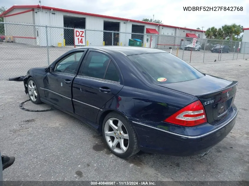 2007 Mercedes-Benz C 230 Sport VIN: WDBRF52H27F842768 Lot: 40848587