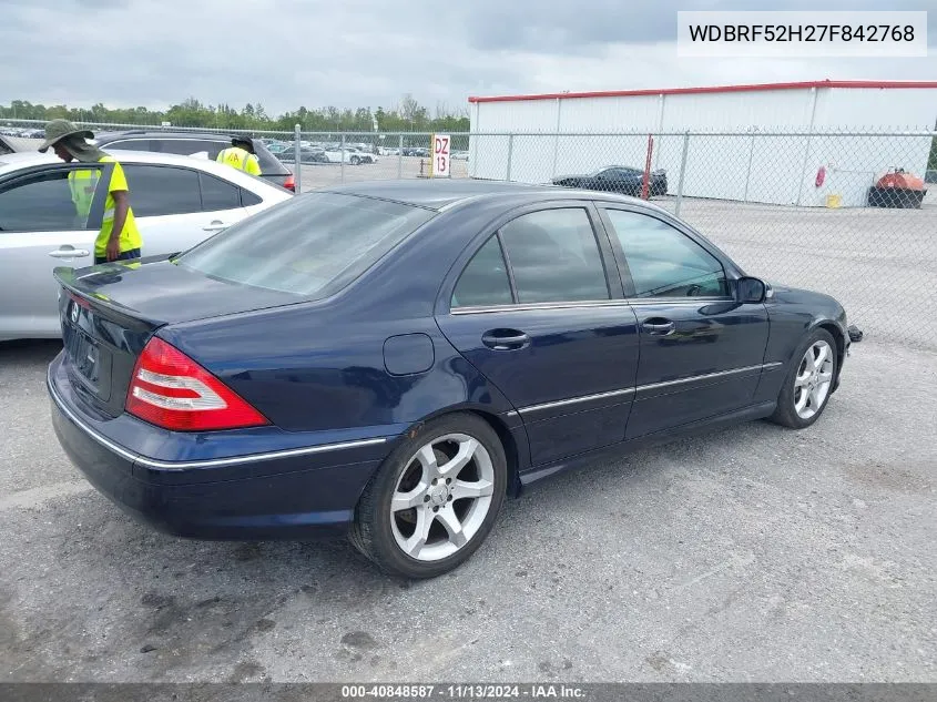 2007 Mercedes-Benz C 230 Sport VIN: WDBRF52H27F842768 Lot: 40848587