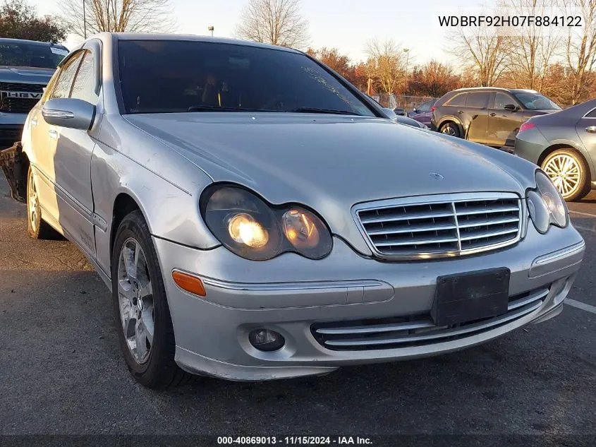 2007 Mercedes-Benz C 280 Luxury 4Matic VIN: WDBRF92H07F884122 Lot: 40869013