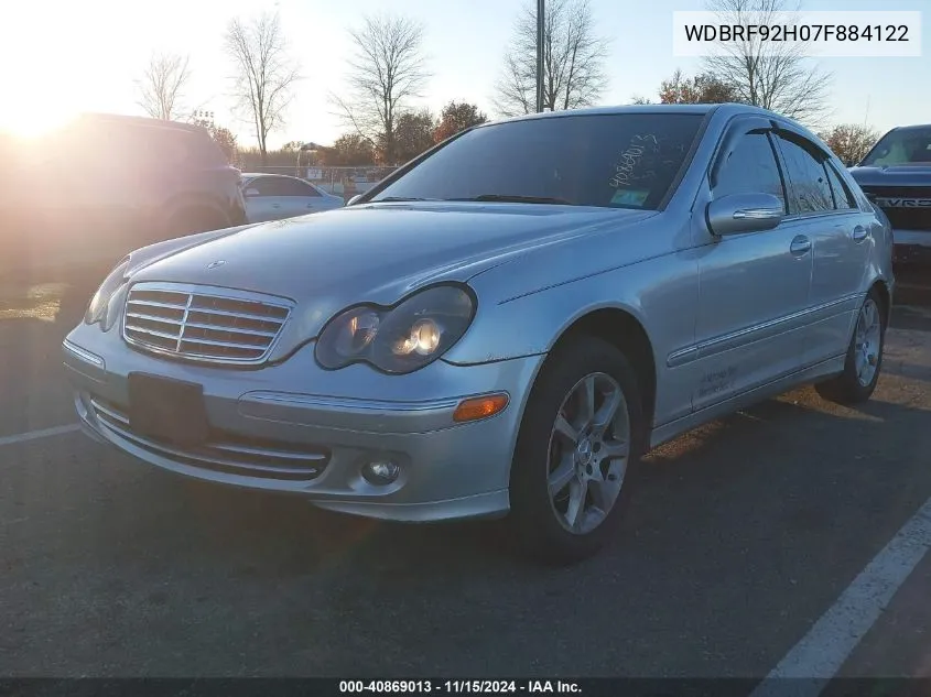 2007 Mercedes-Benz C 280 Luxury 4Matic VIN: WDBRF92H07F884122 Lot: 40869013