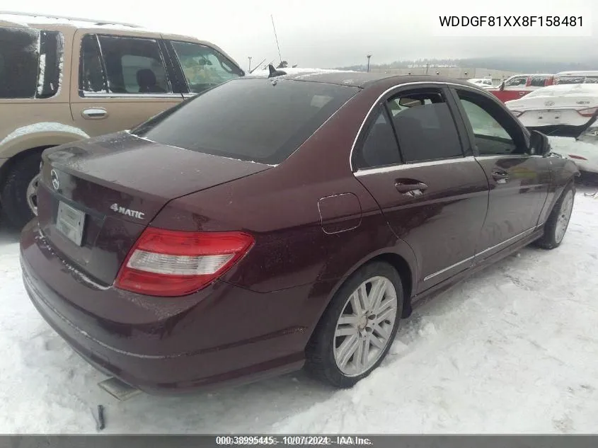 2008 Mercedes-Benz C 300 VIN: WDDGF81XX8F158481 Lot: 38995445