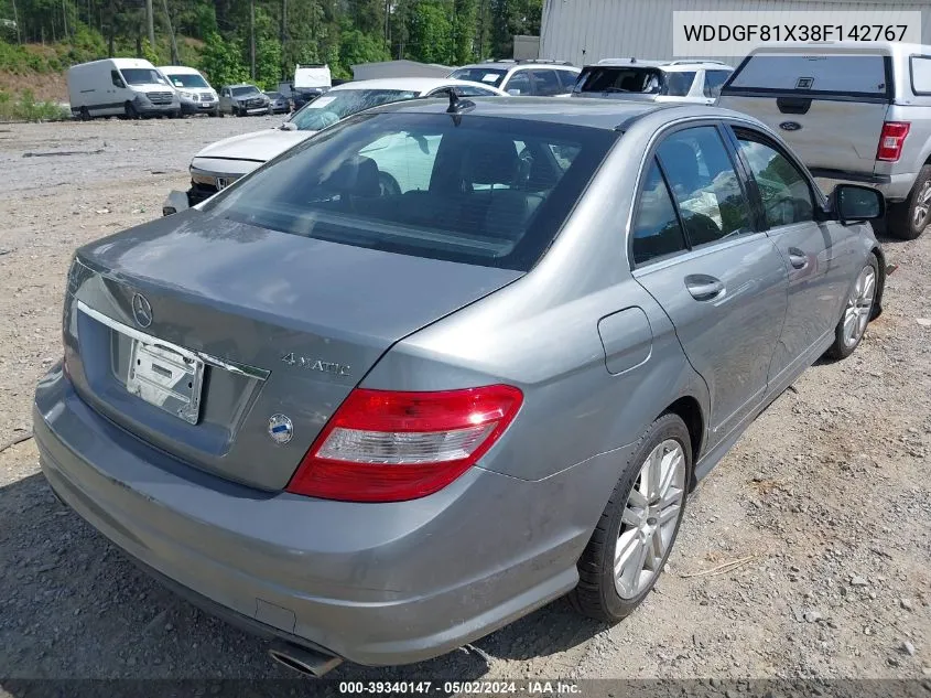 2008 Mercedes-Benz C 300 Luxury 4Matic/Sport 4Matic VIN: WDDGF81X38F142767 Lot: 39340147