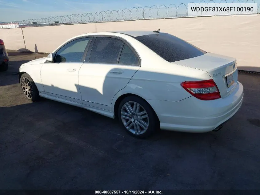 2008 Mercedes-Benz C 300 Luxury 4Matic/Sport 4Matic VIN: WDDGF81X68F100190 Lot: 40587557