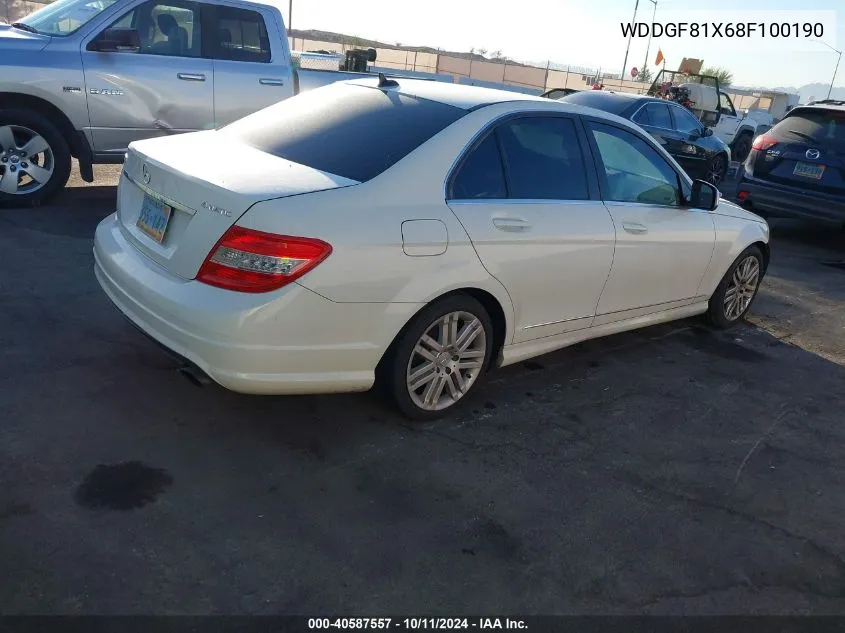 2008 Mercedes-Benz C 300 Luxury 4Matic/Sport 4Matic VIN: WDDGF81X68F100190 Lot: 40587557