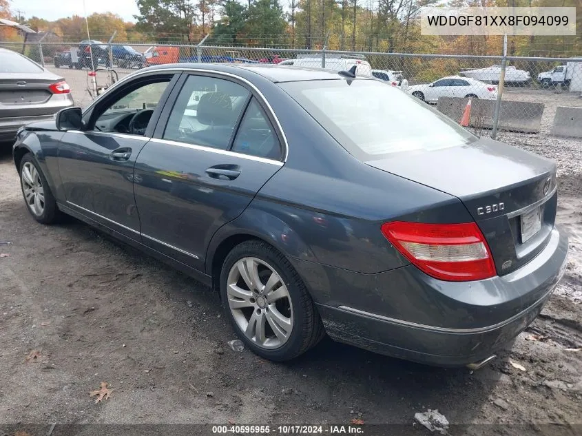 2008 Mercedes-Benz C 300 Luxury 4Matic/Sport 4Matic VIN: WDDGF81XX8F094099 Lot: 40595955