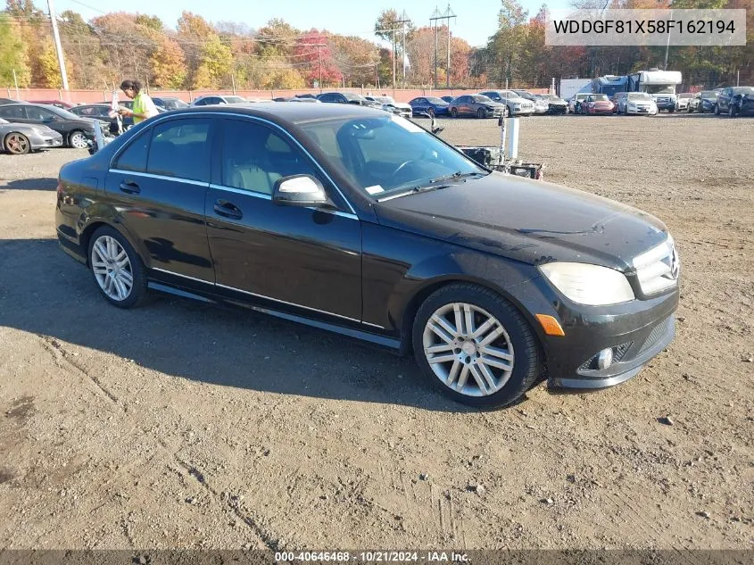 2008 Mercedes-Benz C 300 Luxury 4Matic/Sport 4Matic VIN: WDDGF81X58F162194 Lot: 40646468