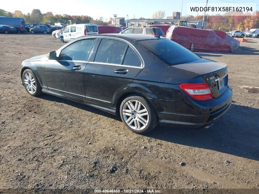 2008 Mercedes-Benz C 300 Luxury 4Matic/Sport 4Matic VIN: WDDGF81X58F162194 Lot: 40646468