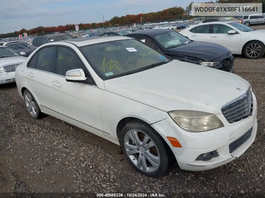 2008 Mercedes-Benz C 300 Luxury 4Matic/Sport 4Matic VIN: WDDGF81X58F116641 Lot: 40685239